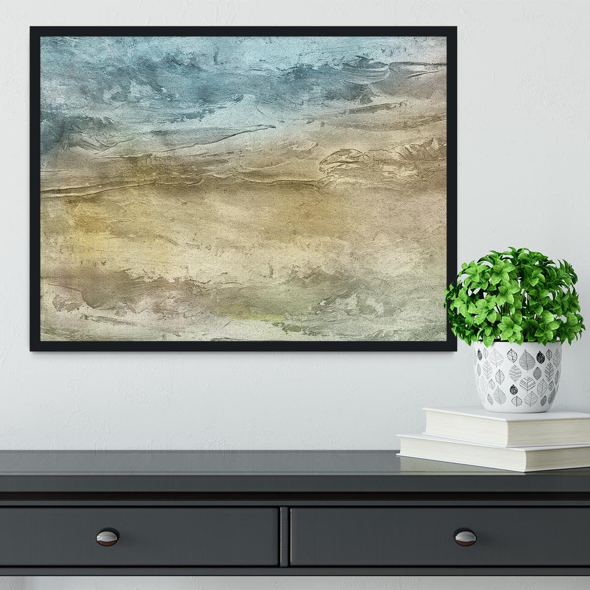 Blue and Grey Painting Framed Print - Canvas Art Rocks - 2