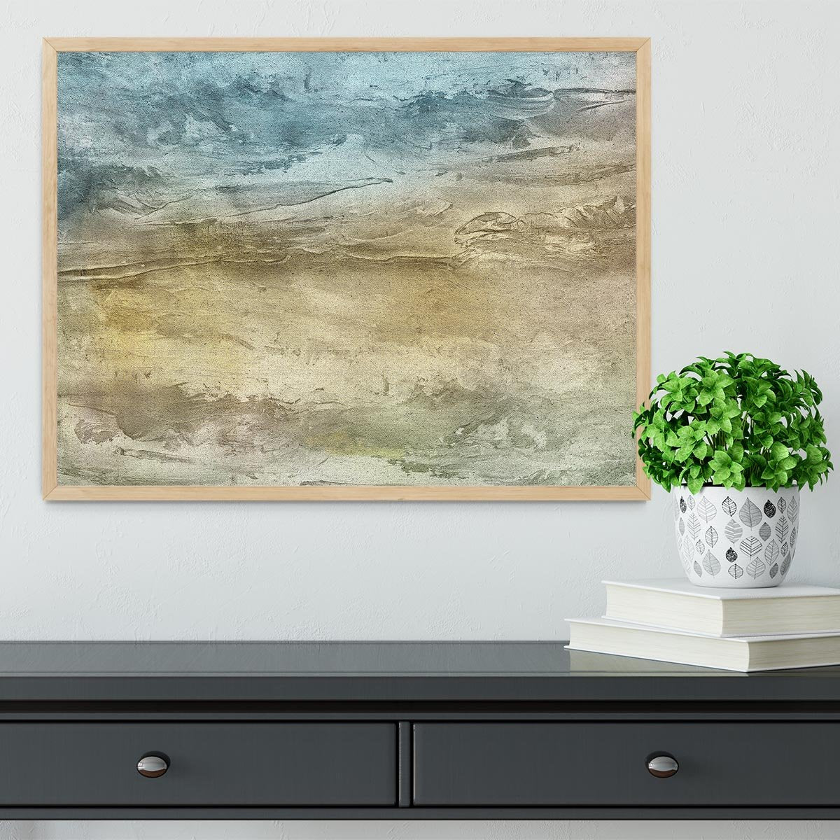 Blue and Grey Painting Framed Print - Canvas Art Rocks - 4