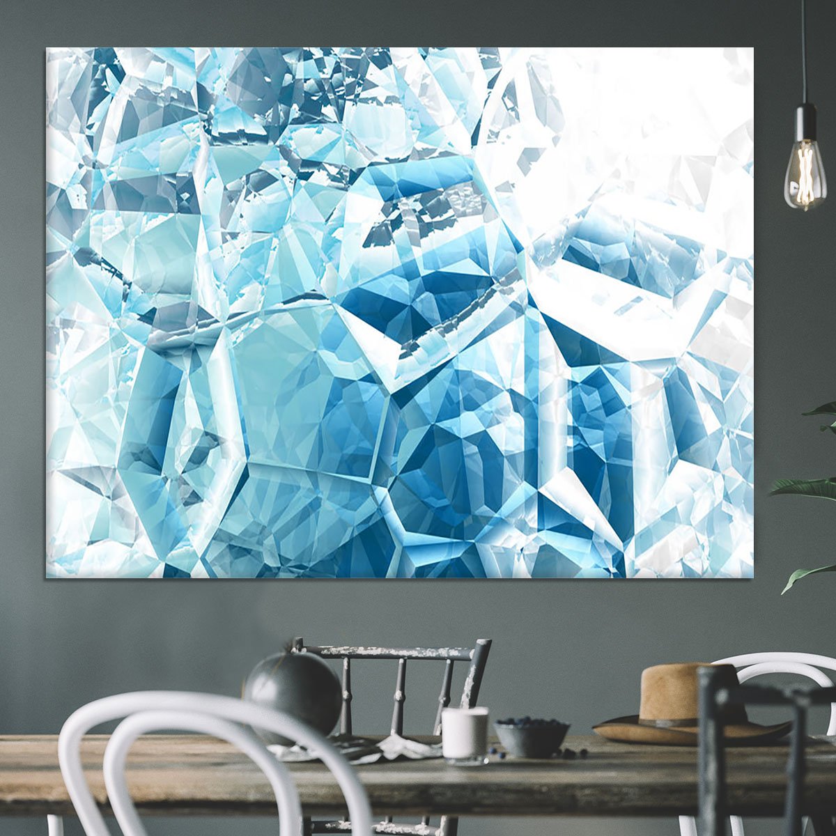 Blue and White Crystal Canvas Print or Poster