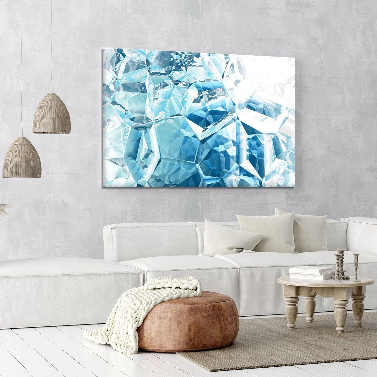 Blue and White Crystal Canvas Print or Poster