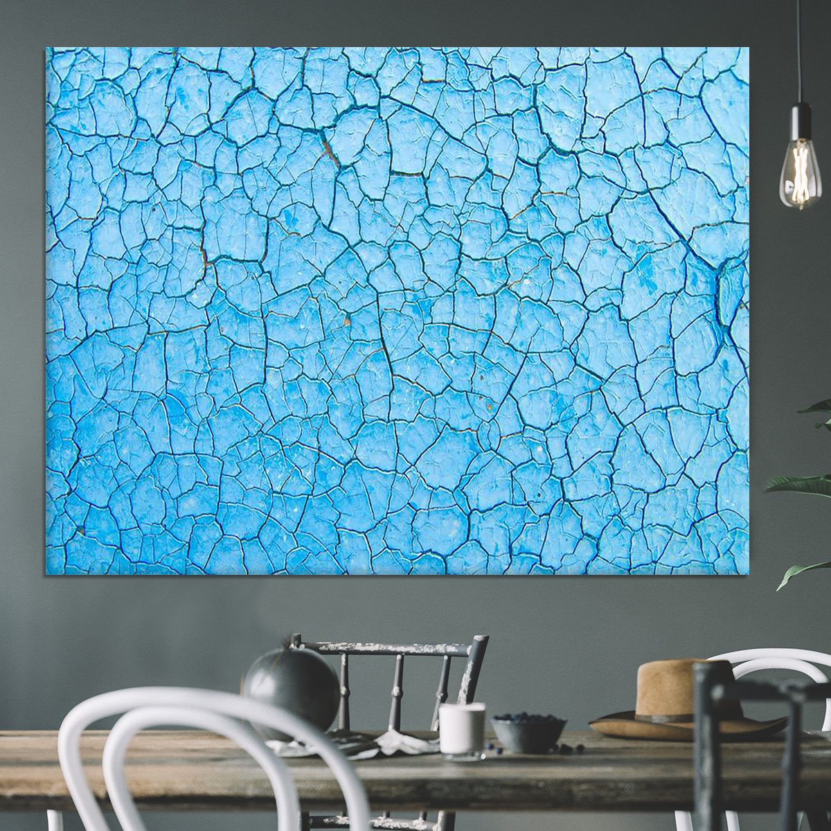 Blue cracked paint Canvas Print or Poster