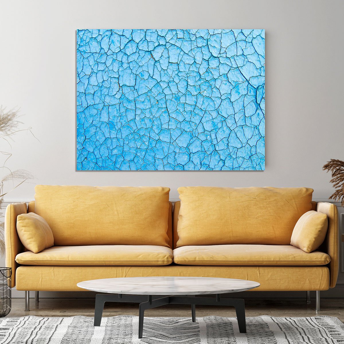 Blue cracked paint Canvas Print or Poster