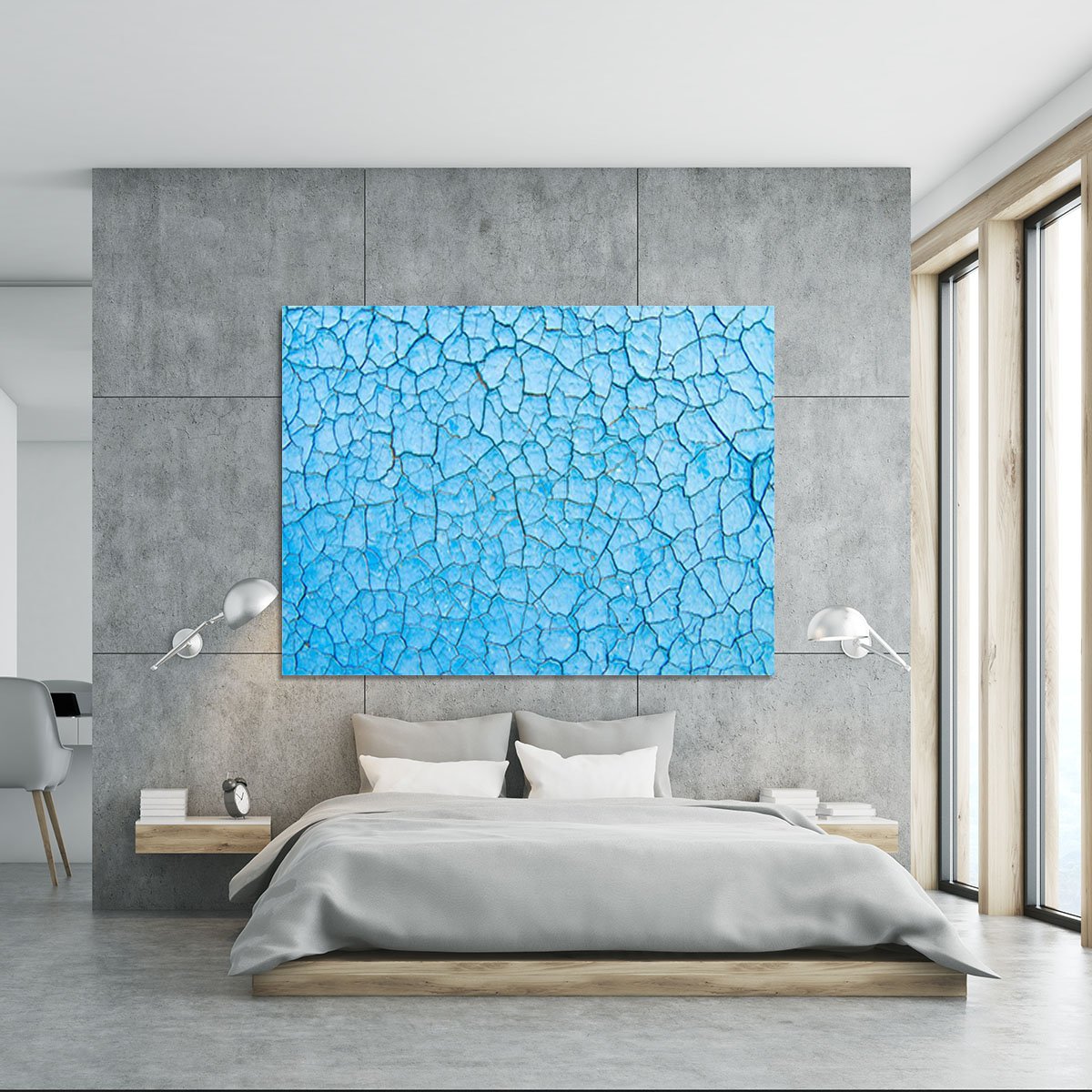 Blue cracked paint Canvas Print or Poster