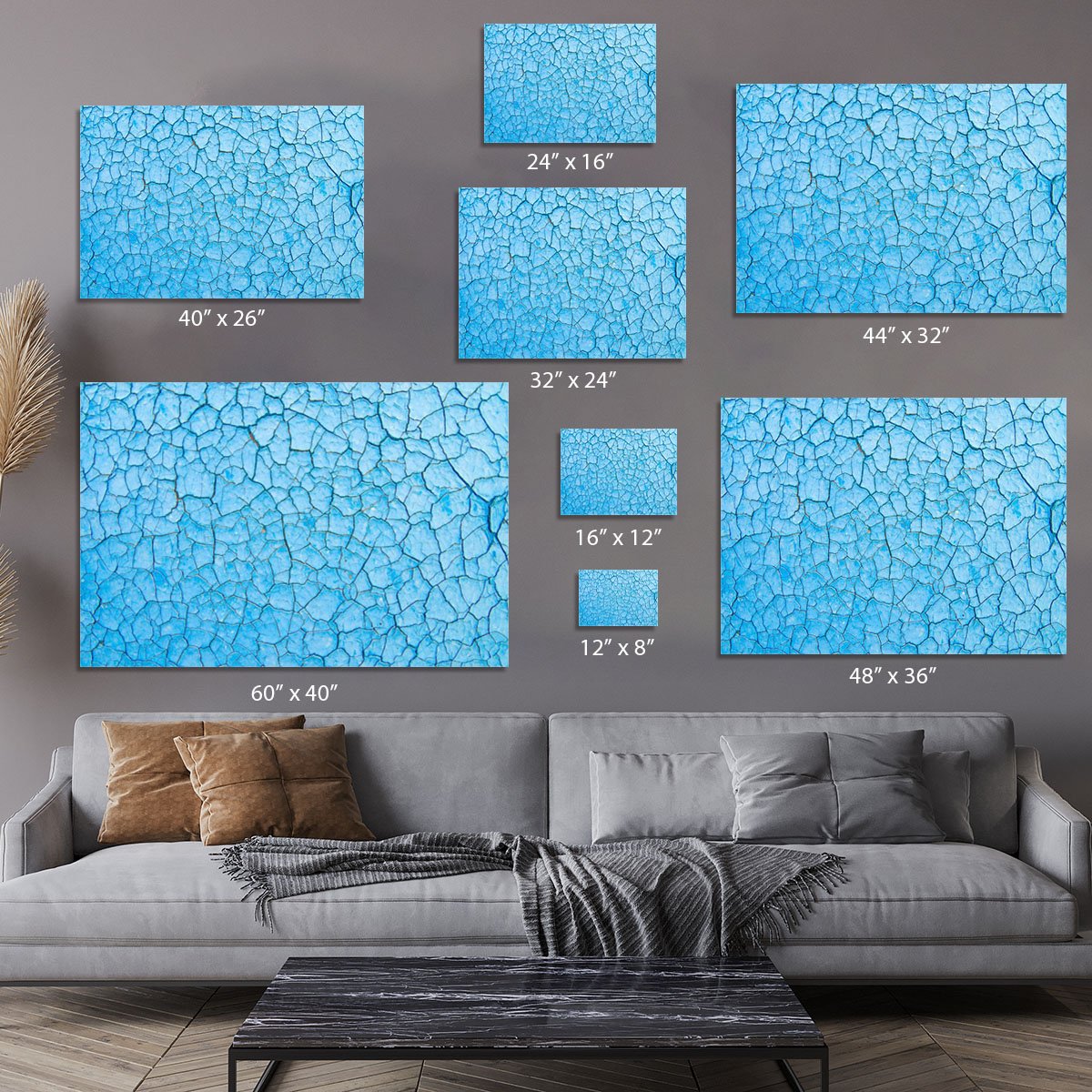 Blue cracked paint Canvas Print or Poster
