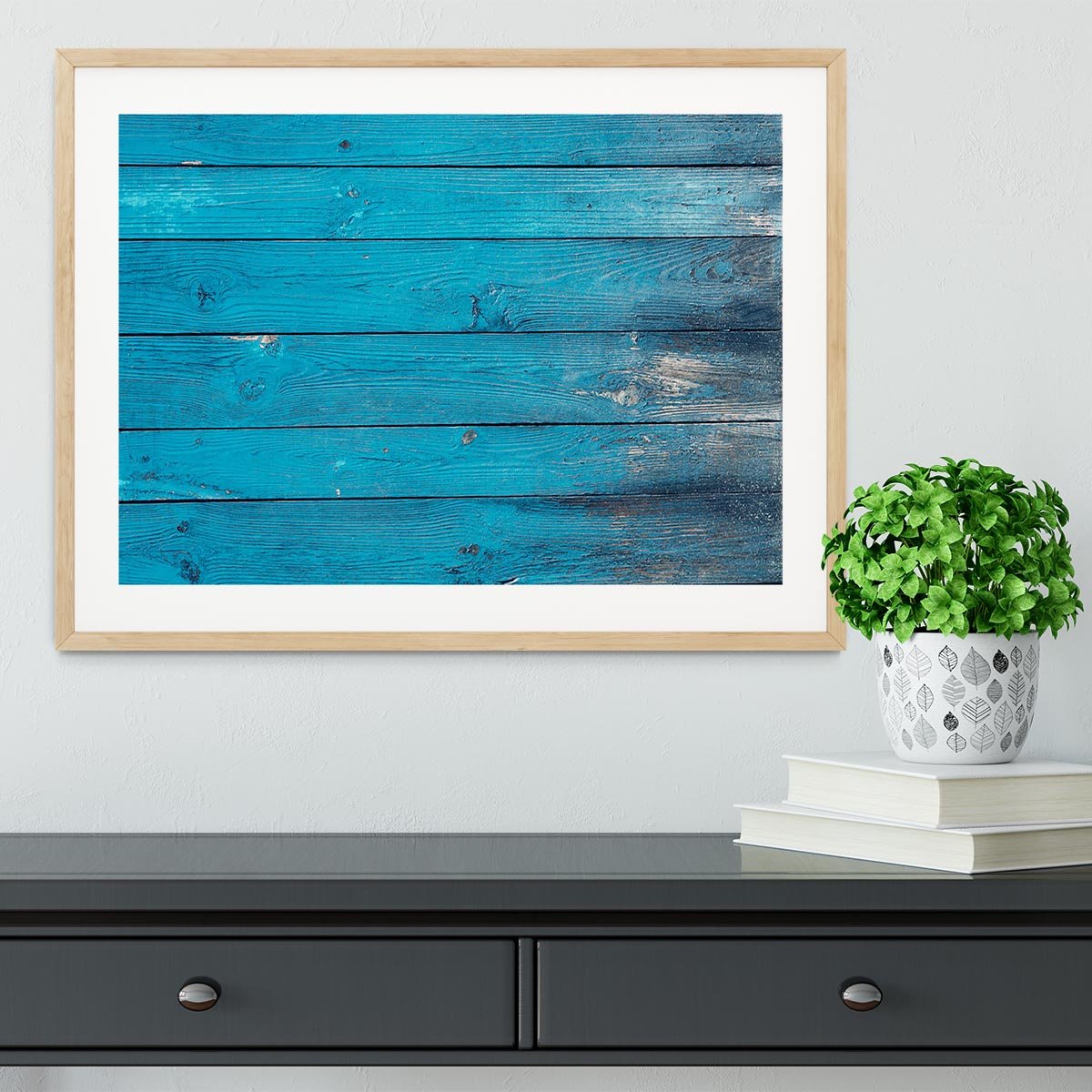 Blue painted wood texture Framed Print - Canvas Art Rocks - 3