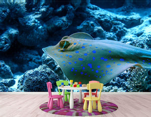 Bluespotted stingray Wall Mural Wallpaper - Canvas Art Rocks - 2