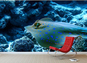 Bluespotted stingray Wall Mural Wallpaper - Canvas Art Rocks - 3