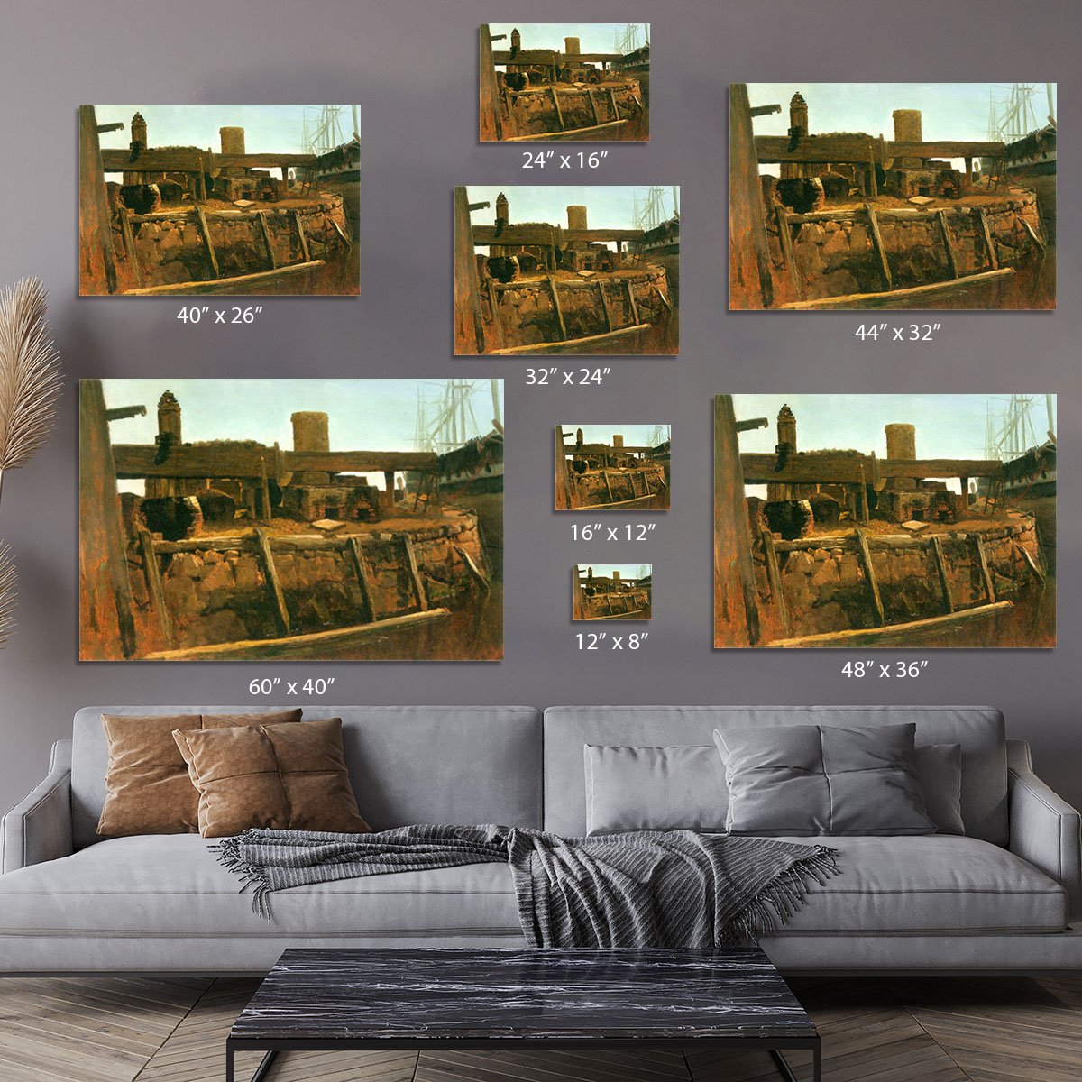 Boat at the dock by Bierstadt Canvas Print or Poster