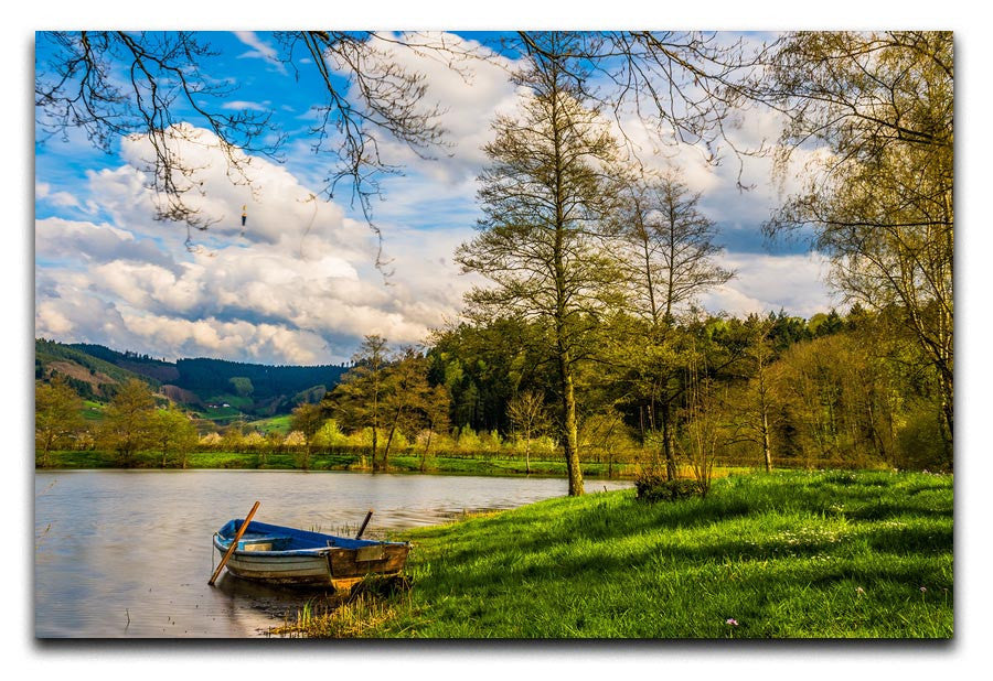 Boat On A Lake Print - Canvas Art Rocks - 1