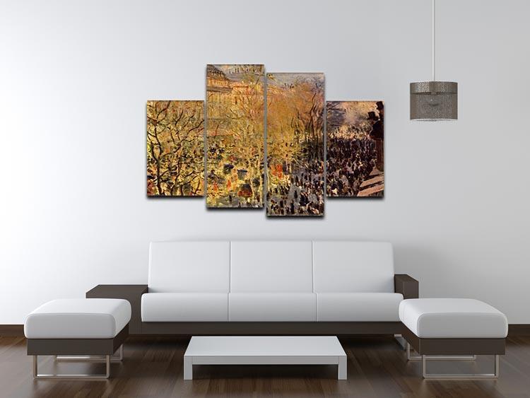 Boulevard of Capucines in Paris by Monet 4 Split Panel Canvas - Canvas Art Rocks - 3