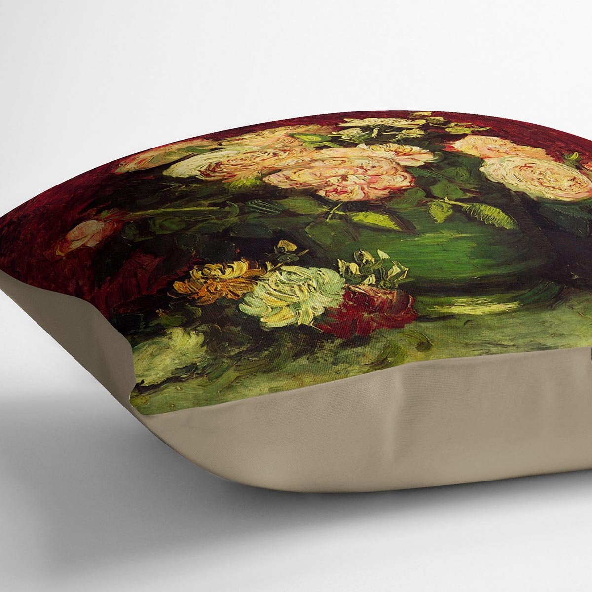 Bowl with Peonies and Roses by Van Gogh Throw Pillow