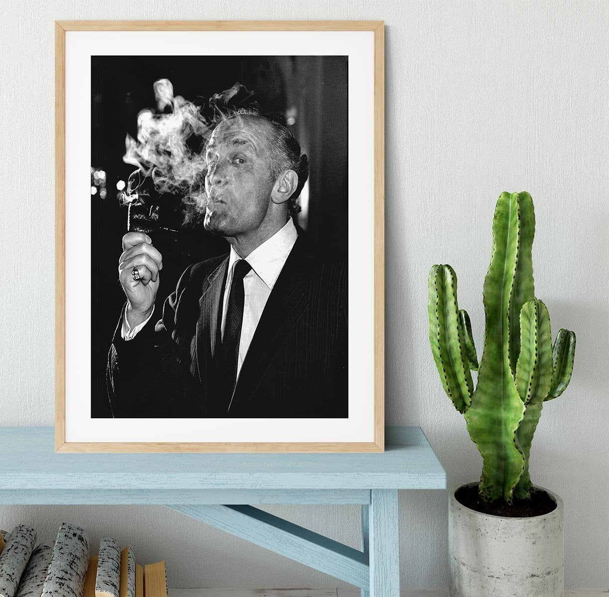 Boxer Henry Cooper smoking a pipe Framed Print - Canvas Art Rocks - 3