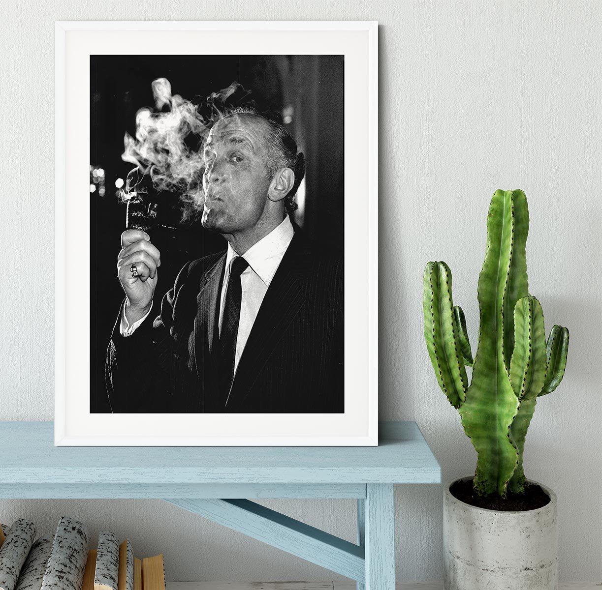 Boxer Henry Cooper smoking a pipe Framed Print - Canvas Art Rocks - 5