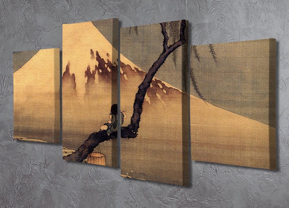 Boy in front of Fujiama by Hokusai 4 Split Panel Canvas - Canvas Art Rocks - 2