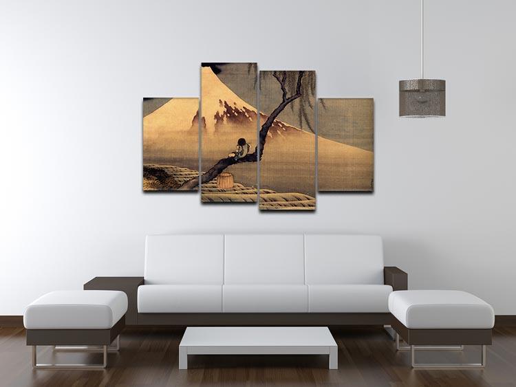 Boy in front of Fujiama by Hokusai 4 Split Panel Canvas - Canvas Art Rocks - 3