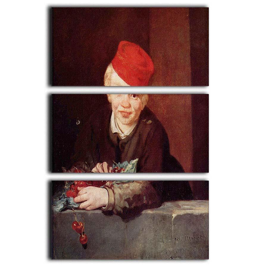 Boy with the cherries by Manet 3 Split Panel Canvas Print - Canvas Art Rocks - 1