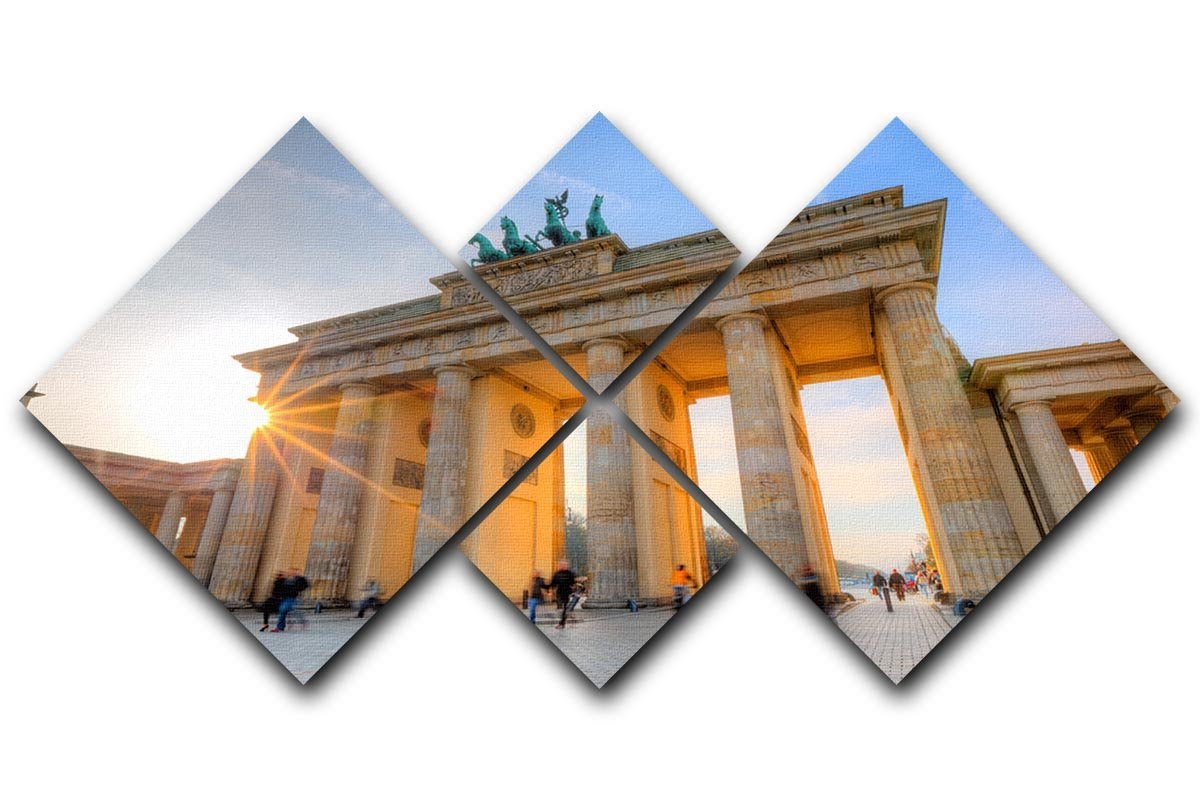 Brandenburg gate 4 Square Multi Panel Canvas  - Canvas Art Rocks - 1