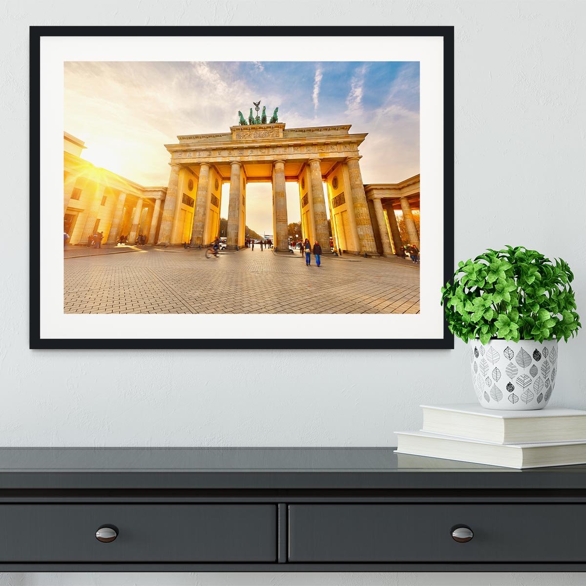 Brandenburg gate at sunset Framed Print - Canvas Art Rocks - 1