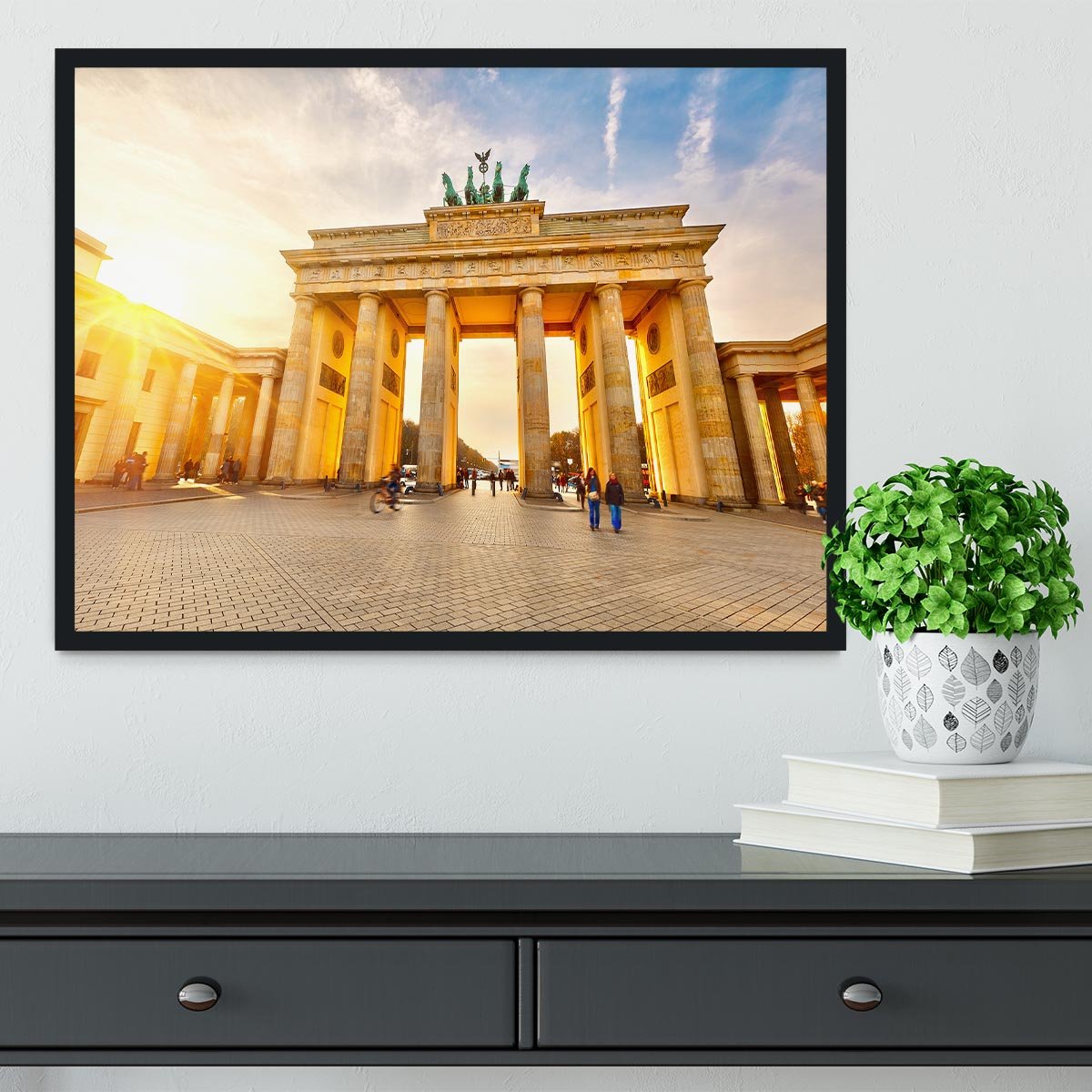 Brandenburg gate at sunset Framed Print - Canvas Art Rocks - 2