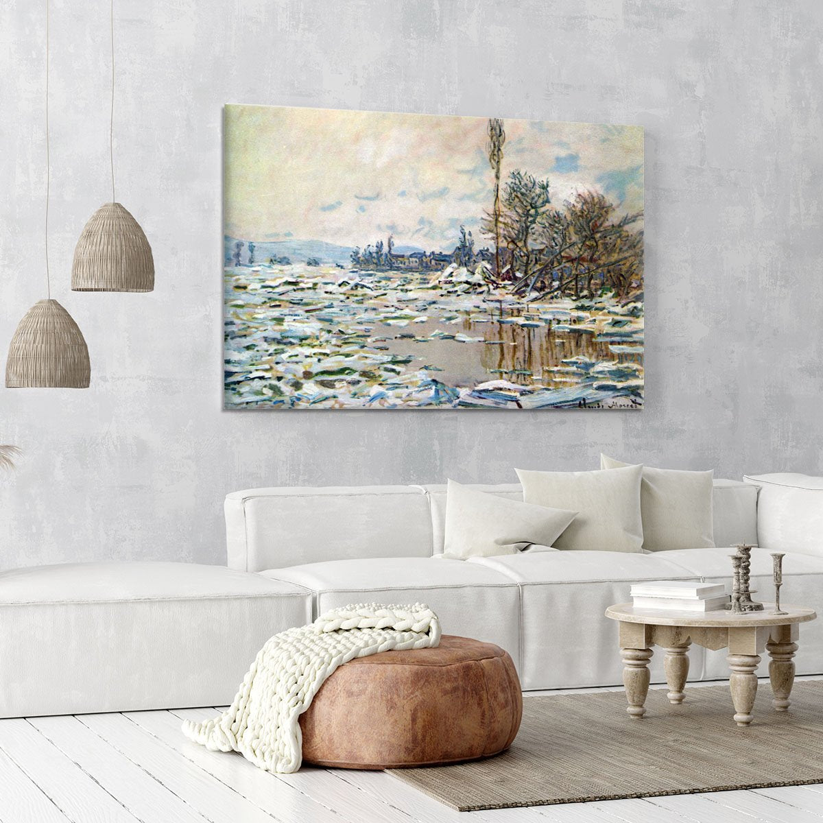 Break Up of Ice by Monet Canvas Print or Poster