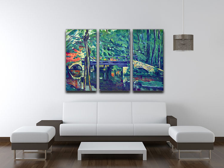 Bridge in the forest by Cezanne 3 Split Panel Canvas Print - Canvas Art Rocks - 3