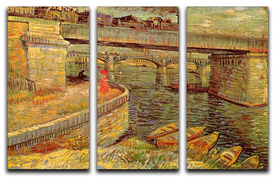 Bridges across the Seine at Asnieres by Van Gogh 3 Split Panel Canvas Print - Canvas Art Rocks - 4