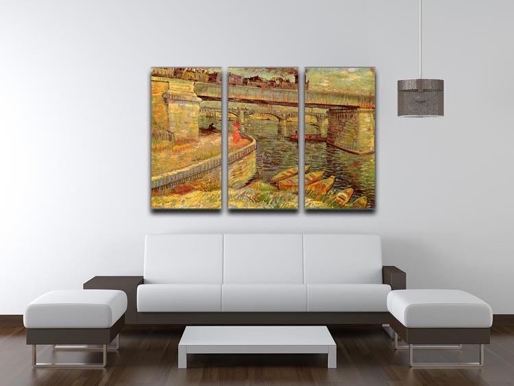 Bridges across the Seine at Asnieres by Van Gogh 3 Split Panel Canvas Print - Canvas Art Rocks - 4