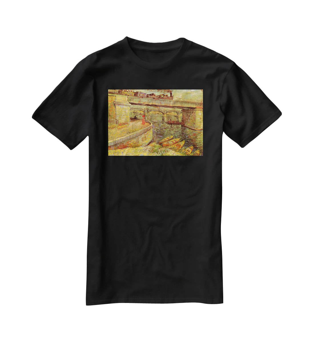 Bridges across the Seine at Asnieres by Van Gogh T-Shirt - Canvas Art Rocks - 1