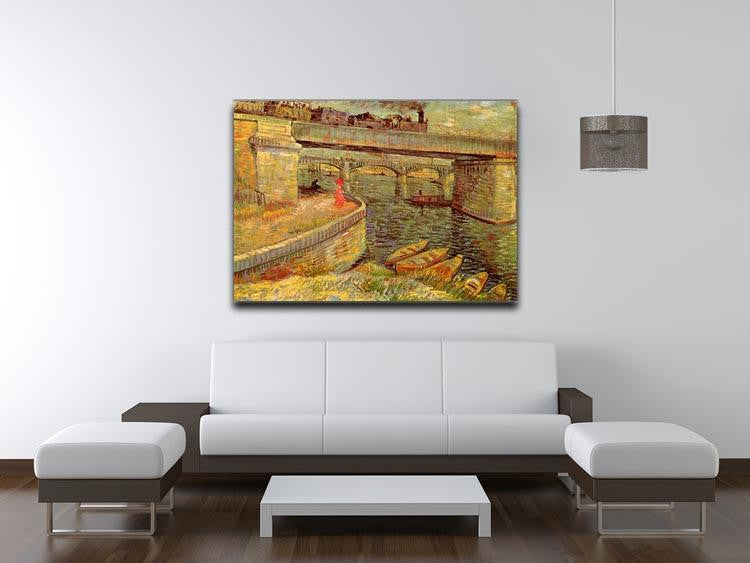 Bridges across the Seine at Asnieres by Van Gogh Canvas Print & Poster - Canvas Art Rocks - 4