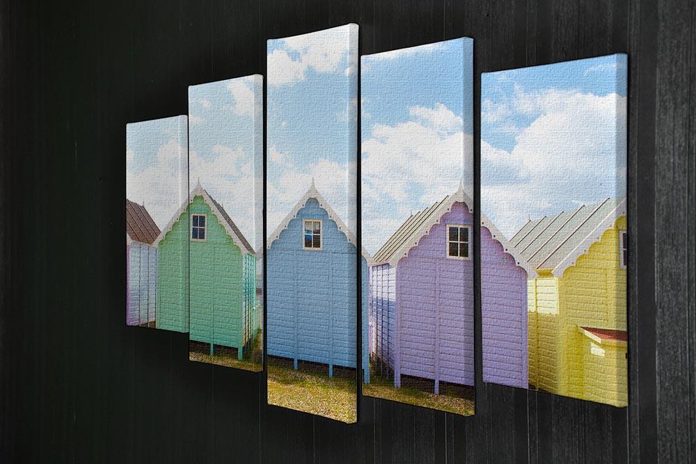 British beach huts on a bright sunny day 5 Split Panel Canvas - Canvas Art Rocks - 2