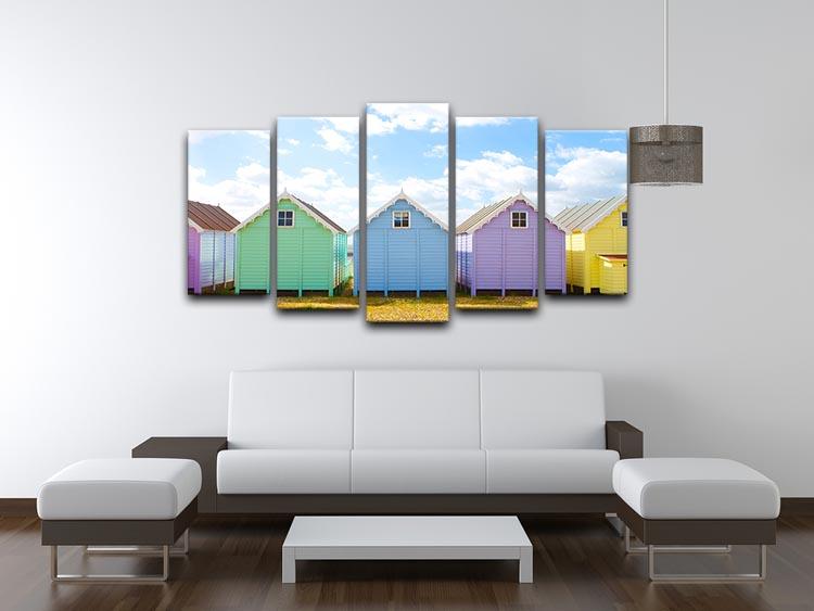 British beach huts on a bright sunny day 5 Split Panel Canvas - Canvas Art Rocks - 3