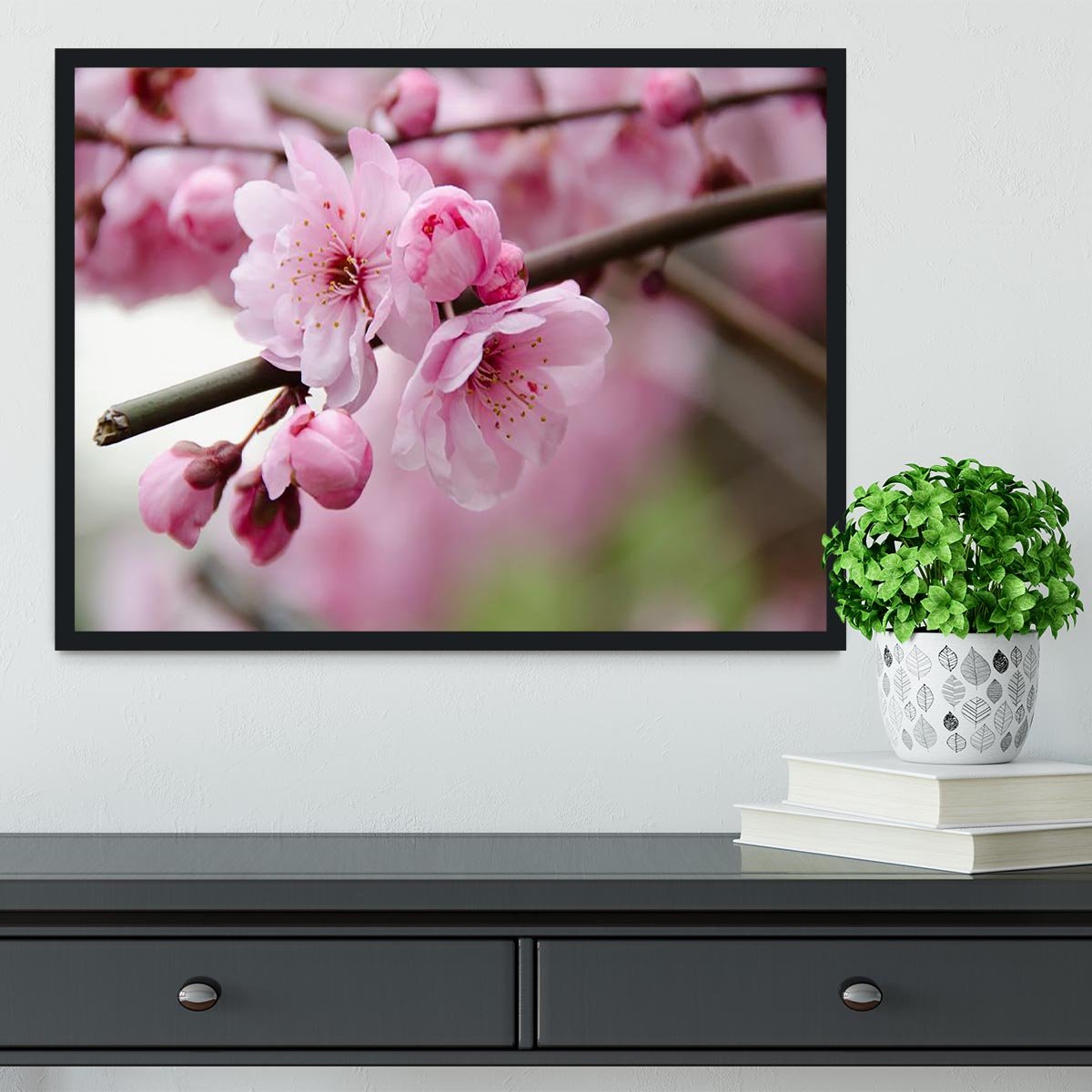 Broken blooming cherry branch Framed Print - Canvas Art Rocks - 2