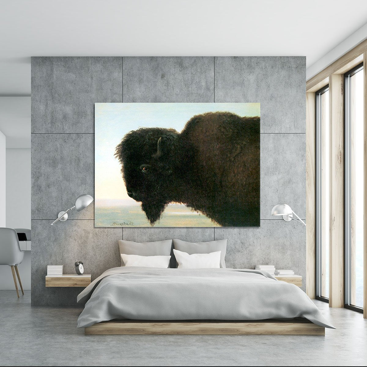 Buffalo Head by Bierstadt Canvas Print or Poster