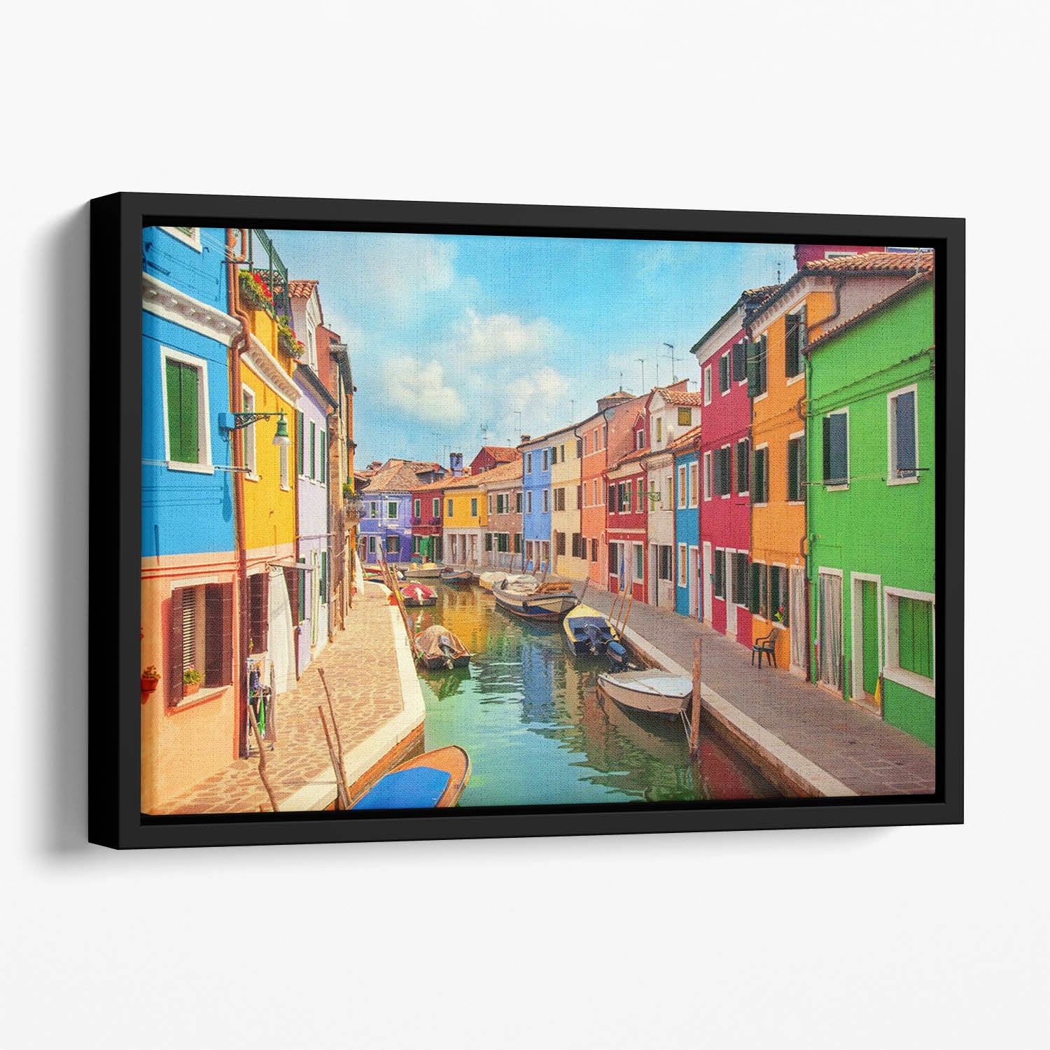Burano Venetian Lagoon Floating Framed Canvas