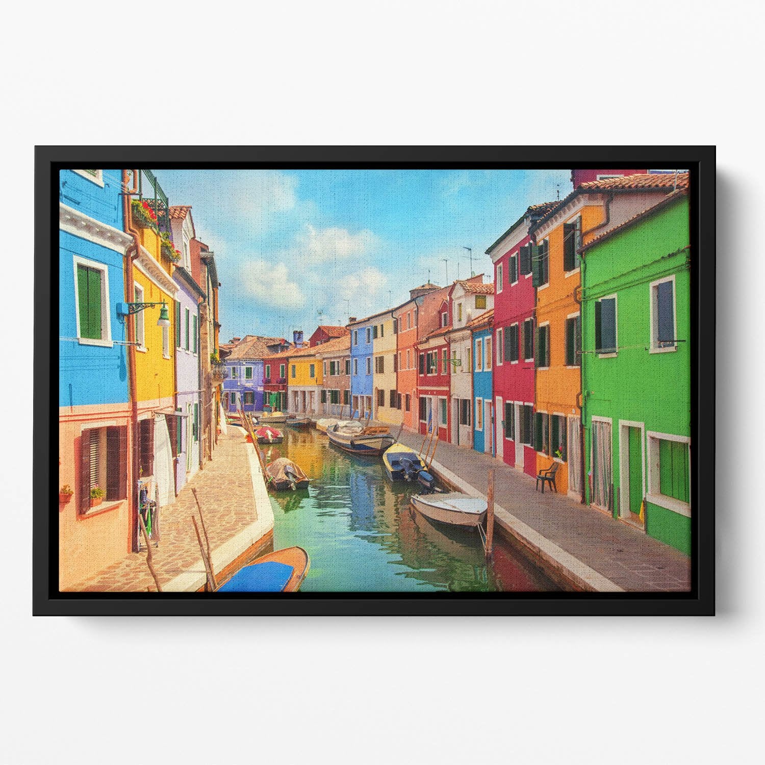 Burano Venetian Lagoon Floating Framed Canvas