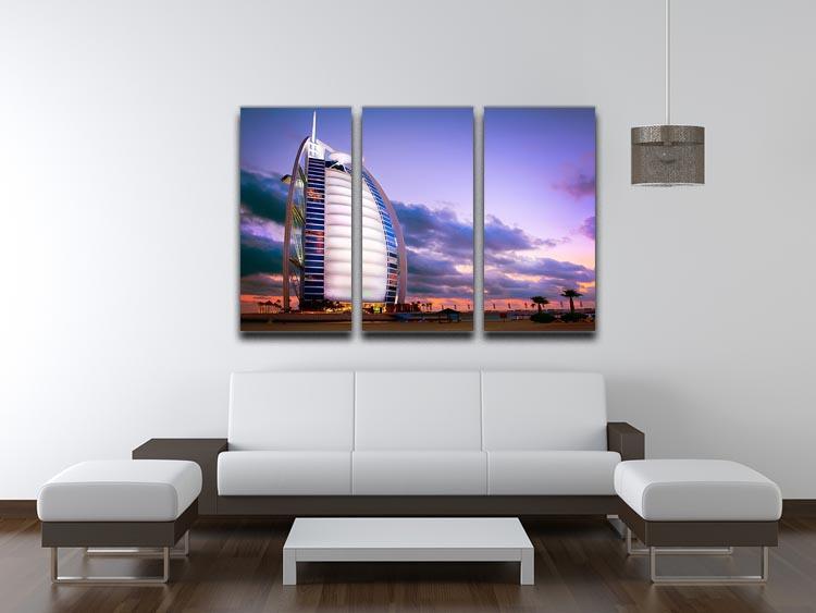 Burj Al Arab hotel 3 Split Panel Canvas Print - Canvas Art Rocks - 3
