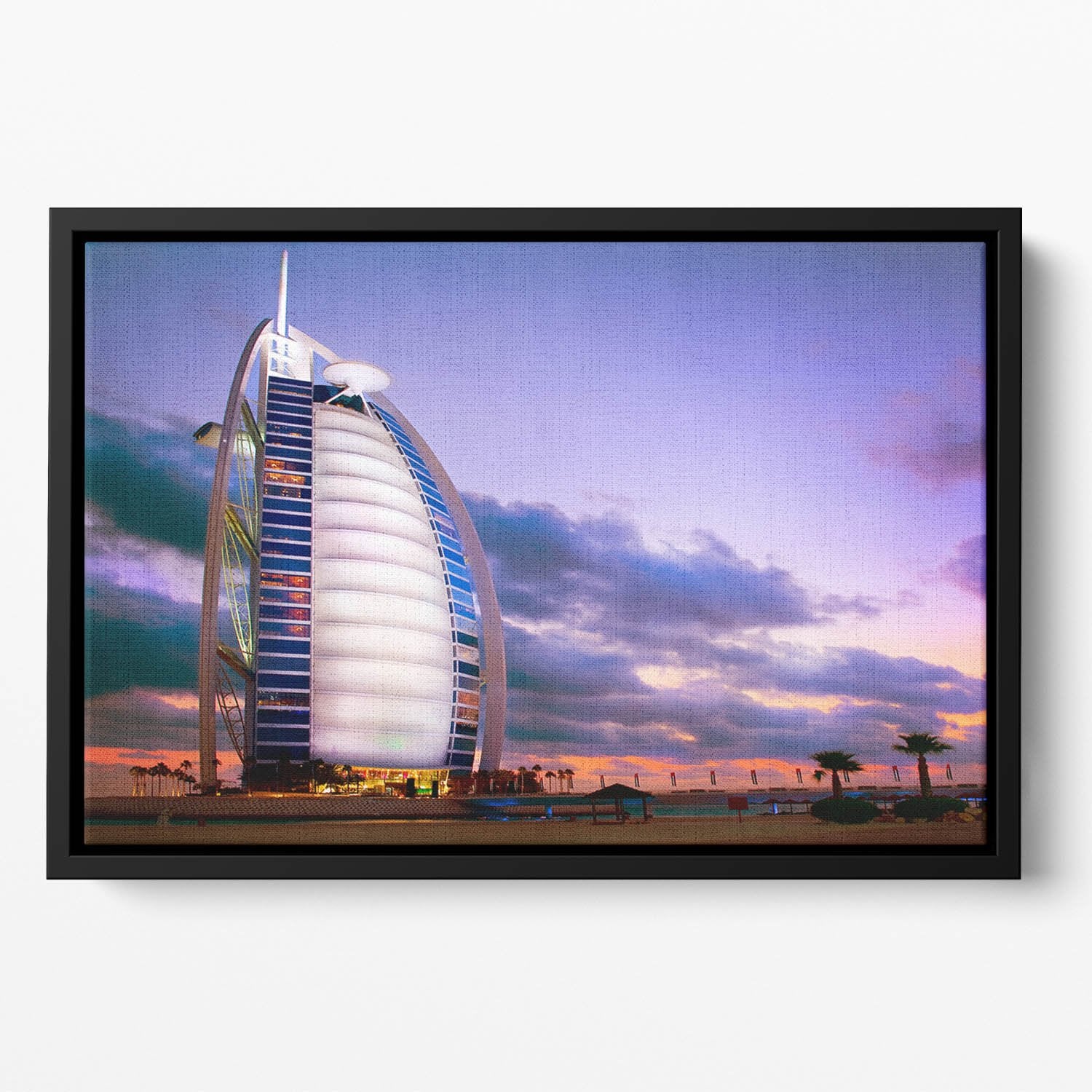 Burj Al Arab hotel Floating Framed Canvas