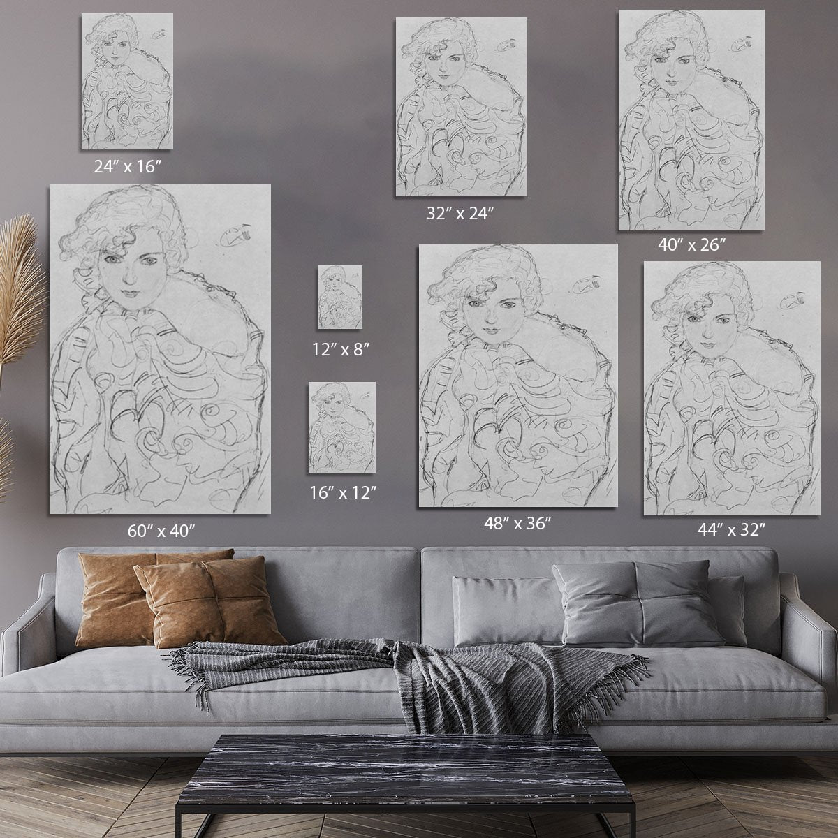 Bust of a woman by Klimt Canvas Print or Poster