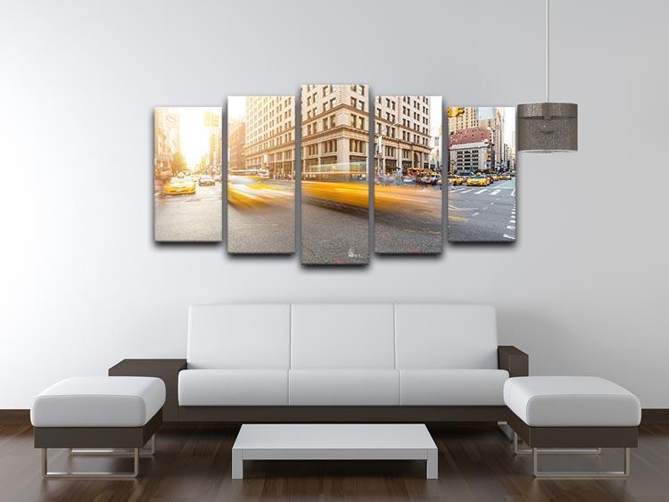 Busy road intersection in Manhattan 5 Split Panel Canvas  - Canvas Art Rocks - 3