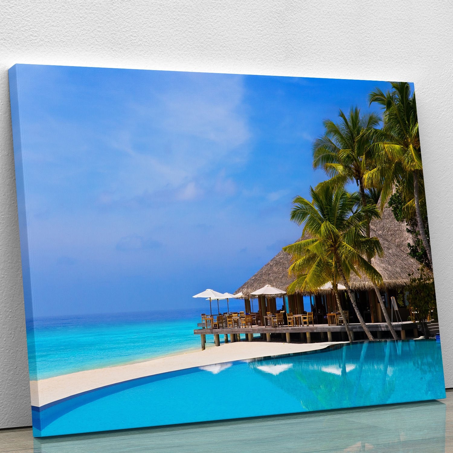 Cafe and pool on a tropical beach Canvas Print or Poster