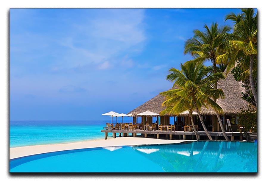 Cafe and pool on a tropical beach Canvas Print or Poster - Canvas Art Rocks - 1