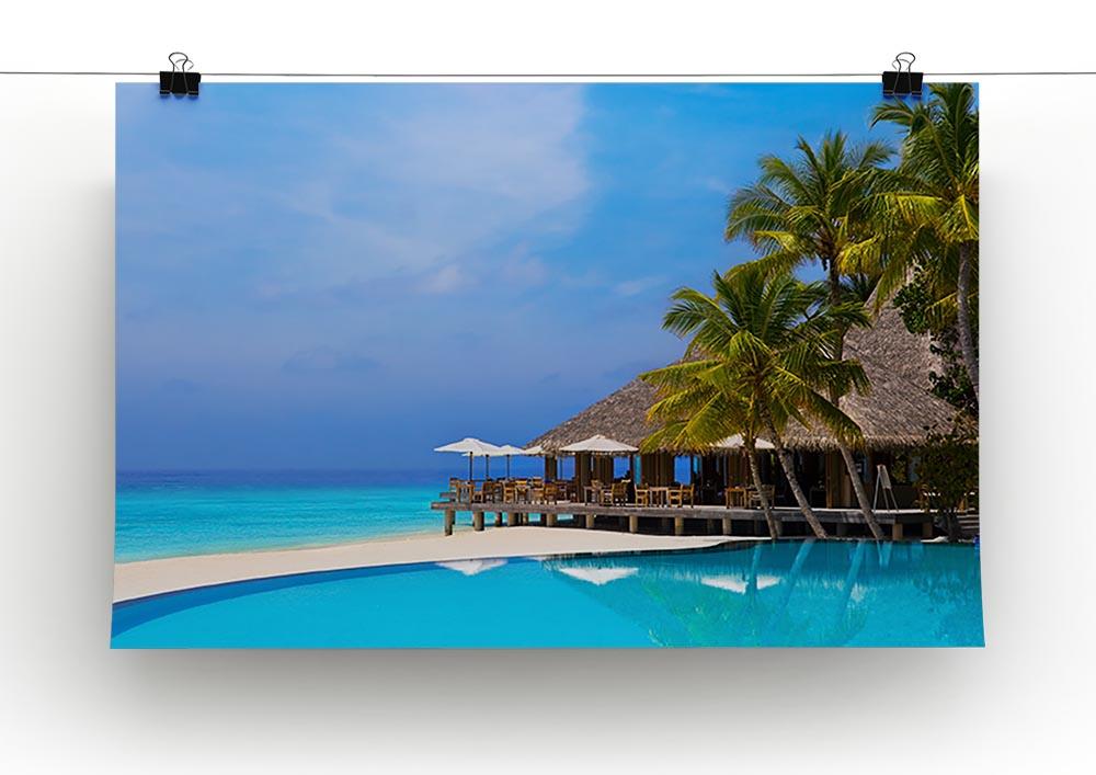 Cafe and pool on a tropical beach Canvas Print or Poster - Canvas Art Rocks - 2