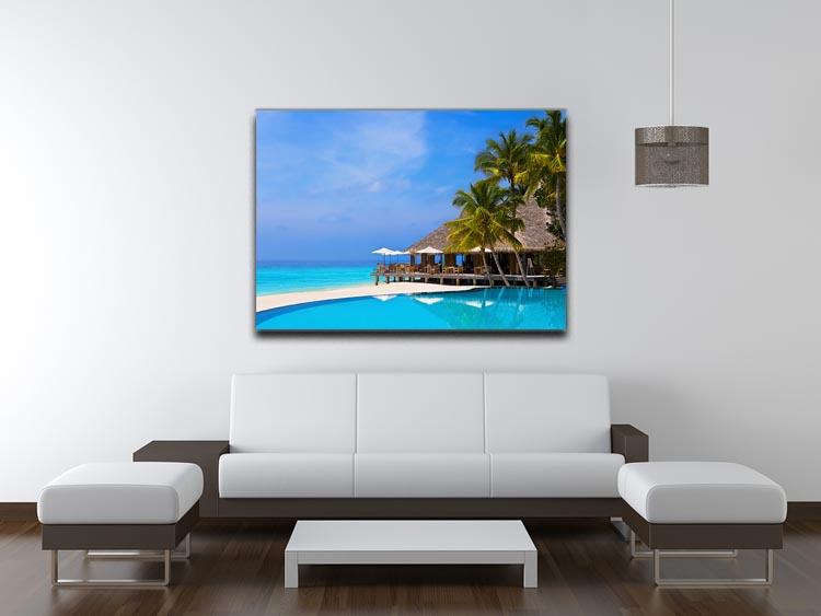 Cafe and pool on a tropical beach Canvas Print or Poster - Canvas Art Rocks - 4