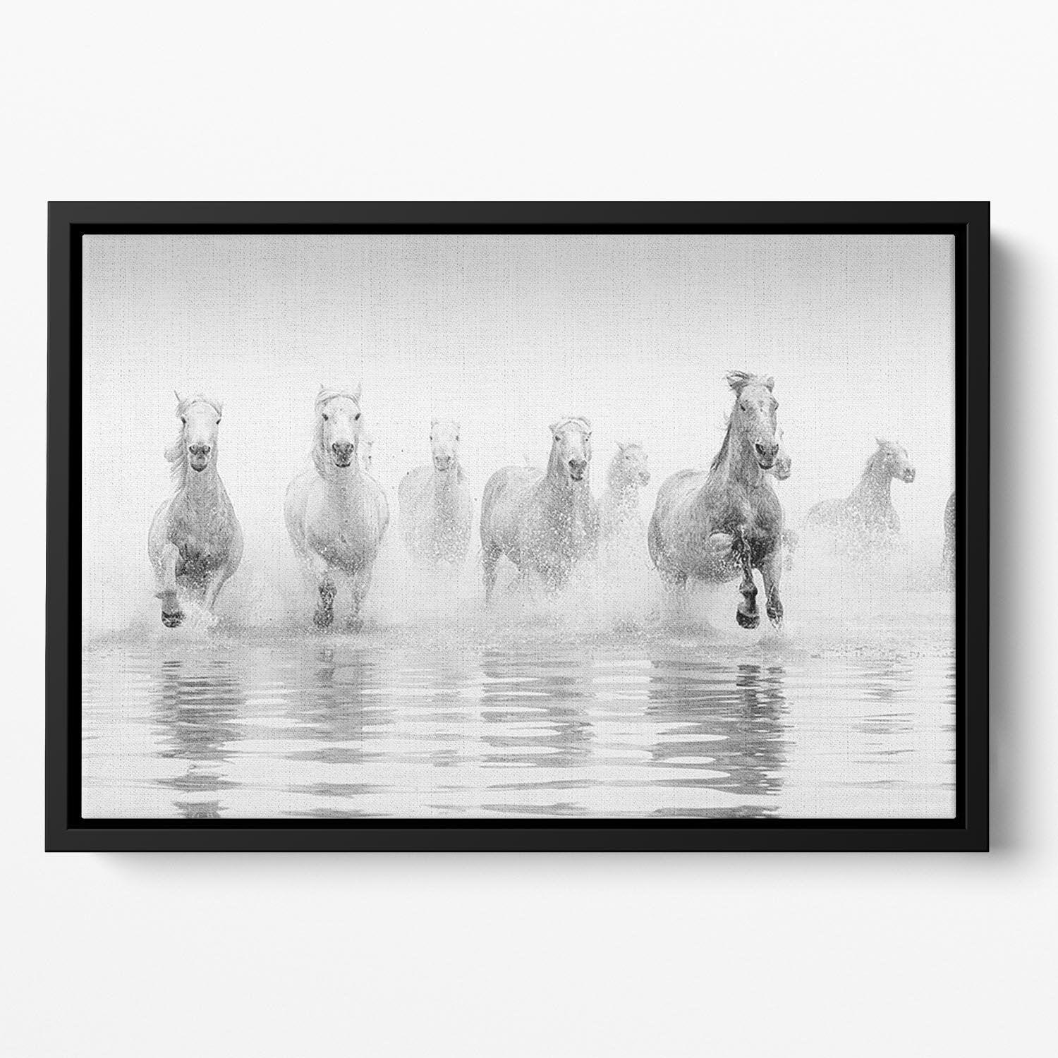 Camargue Horses Floating Framed Canvas - Canvas Art Rocks - 2