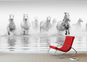 Camargue Horses Wall Mural Wallpaper - Canvas Art Rocks - 2
