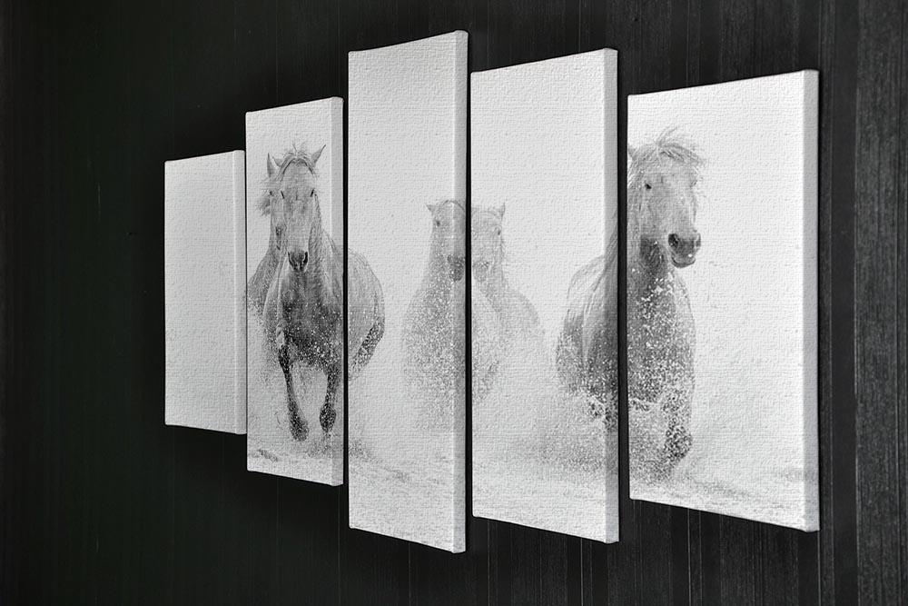Camargue Horses running 5 Split Panel Canvas - Canvas Art Rocks - 2