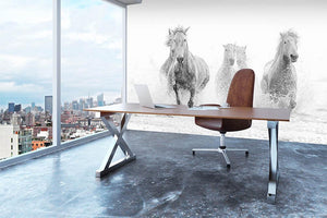 Camargue Horses running Wall Mural Wallpaper - Canvas Art Rocks - 3