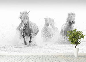 Camargue Horses running Wall Mural Wallpaper - Canvas Art Rocks - 4