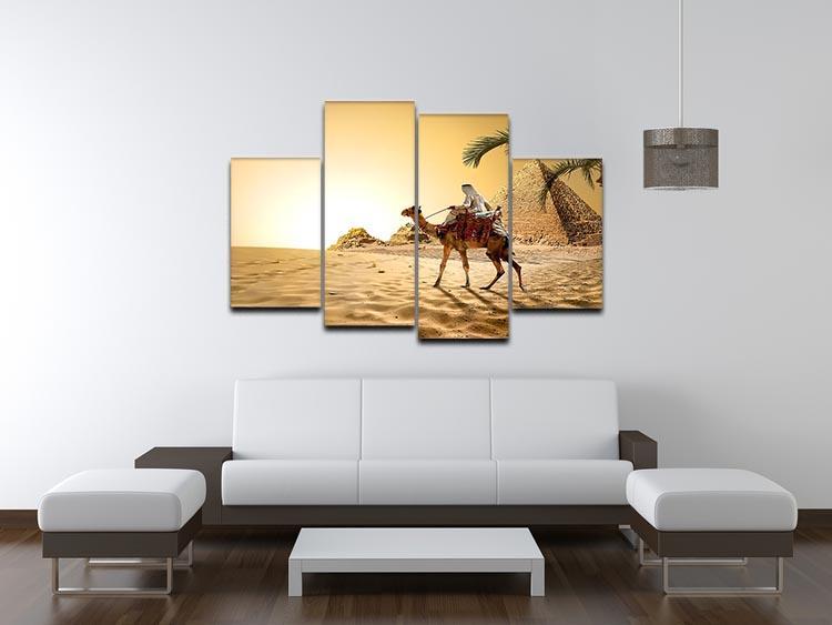 Camel near pyramids desert of Egypt 4 Split Panel Canvas  - Canvas Art Rocks - 3