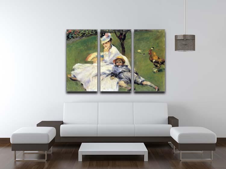 Camille Monet and her son Jean in the garden of Argenteuil by Renoir 3 Split Panel Canvas Print - Canvas Art Rocks - 3